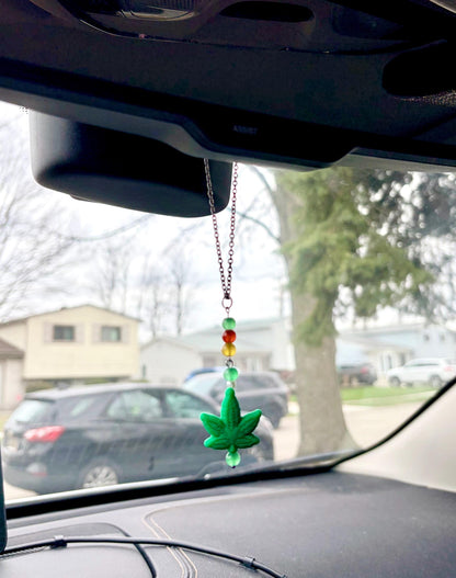 Pot Leaf Rearview Mirror Dangler Accessory