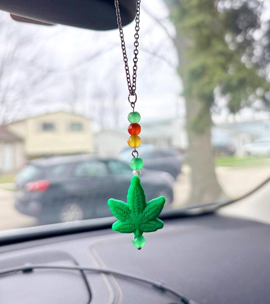 Pot Leaf Rearview Mirror Dangler Accessory