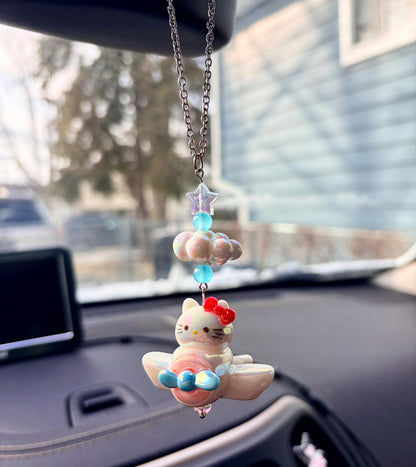 Kitty Airplane Rearview Mirror Dangler Accessory