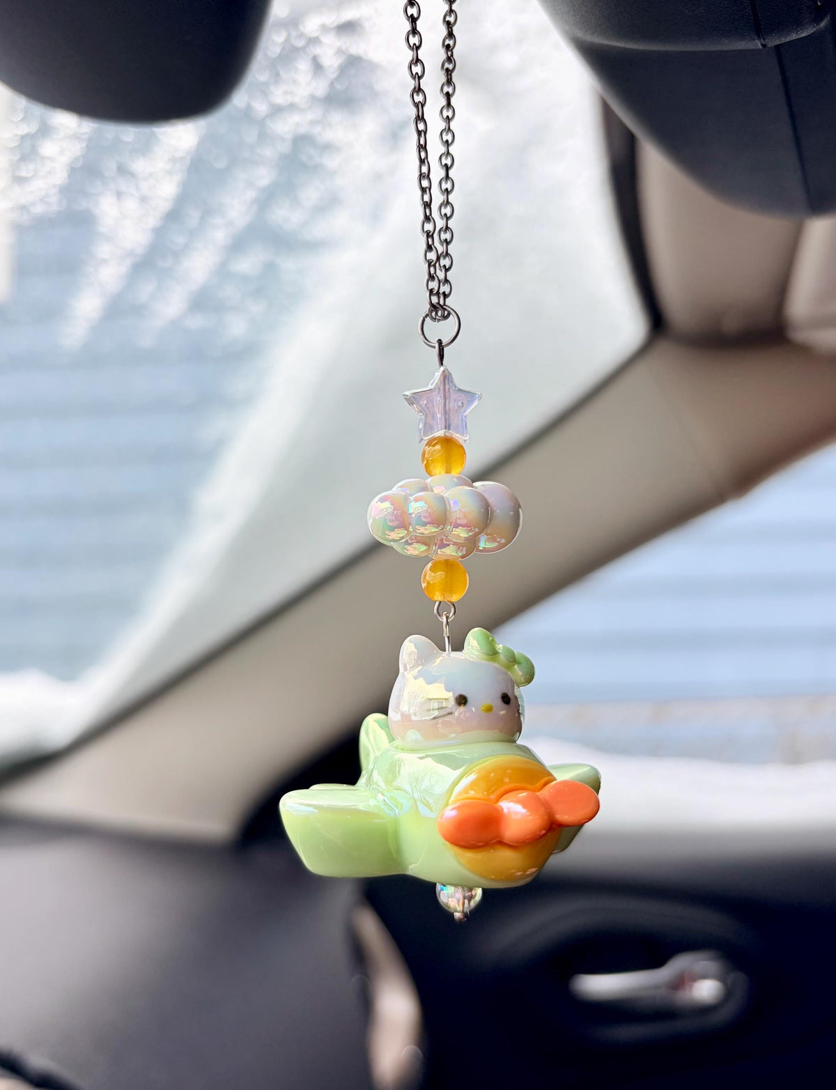 Kitty Airplane Rearview Mirror Dangler Accessory