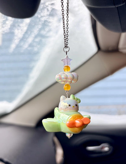 Kitty Airplane Rearview Mirror Dangler Accessory