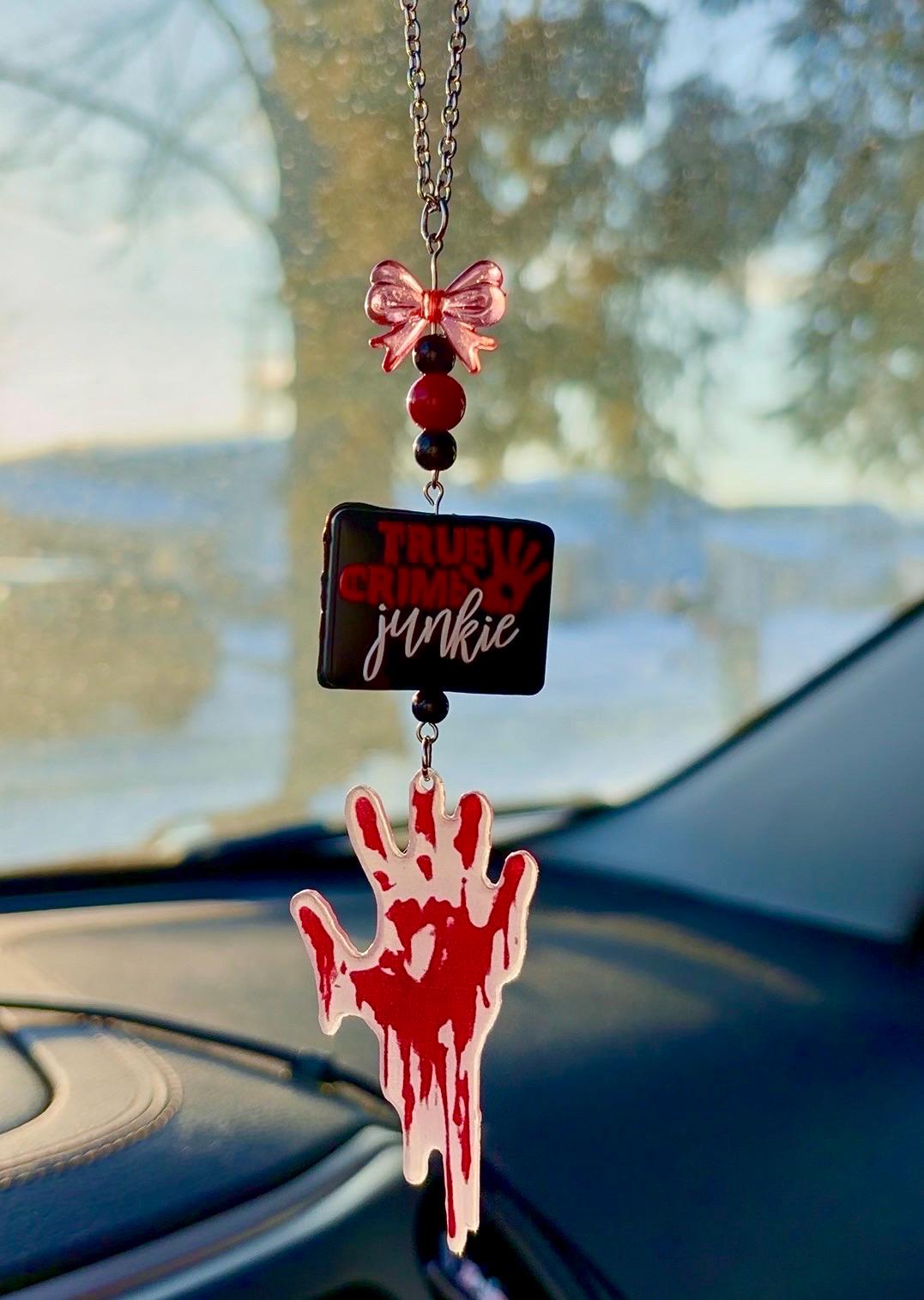 True Crime Junkie Rearview Mirror Dangler Accessory