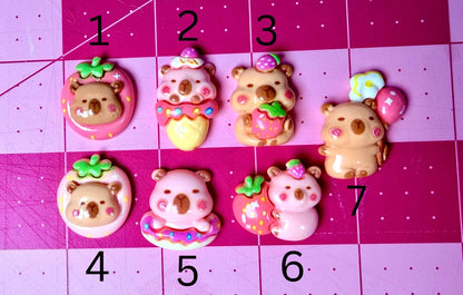 Strawberry Capybara Car Vent Clips