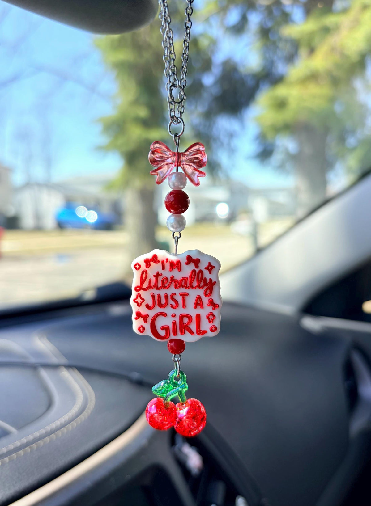 Just A Girl Cherry Rearview Mirror Dangler Accessory