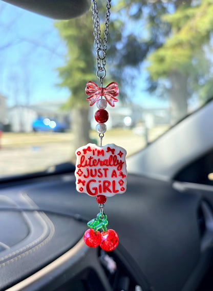 Just A Girl Cherry Rearview Mirror Dangler Accessory