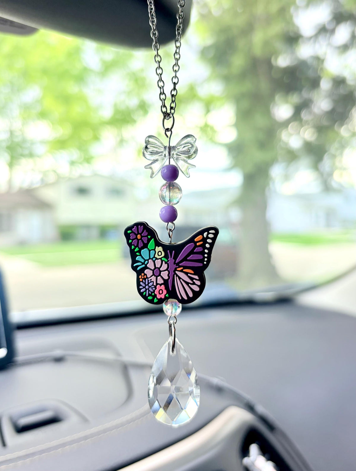 Butterfly Crystal Rearview Mirror Dangler Accessory