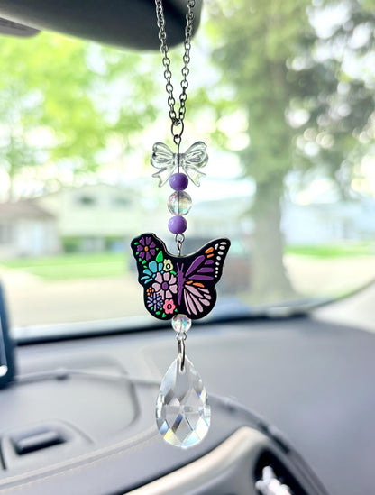 Butterfly Crystal Rearview Mirror Dangler Accessory