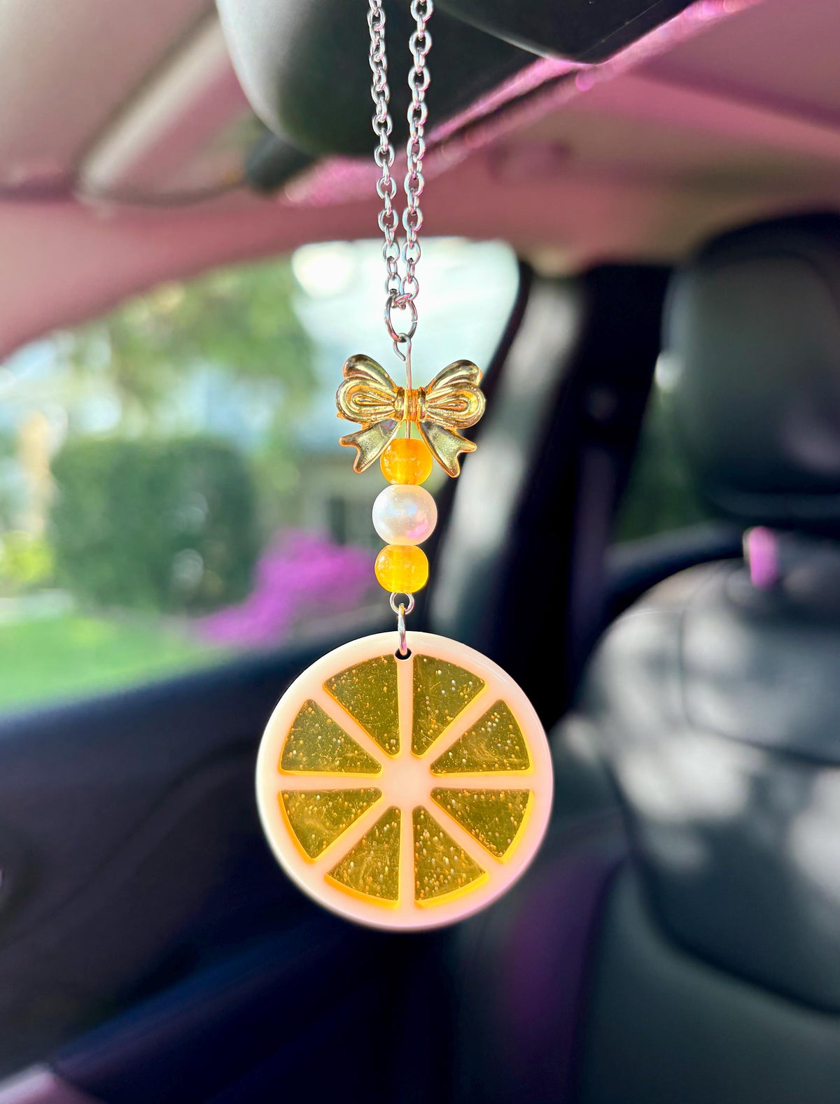 Orange Slice Rearview Mirror Dangler Accessory