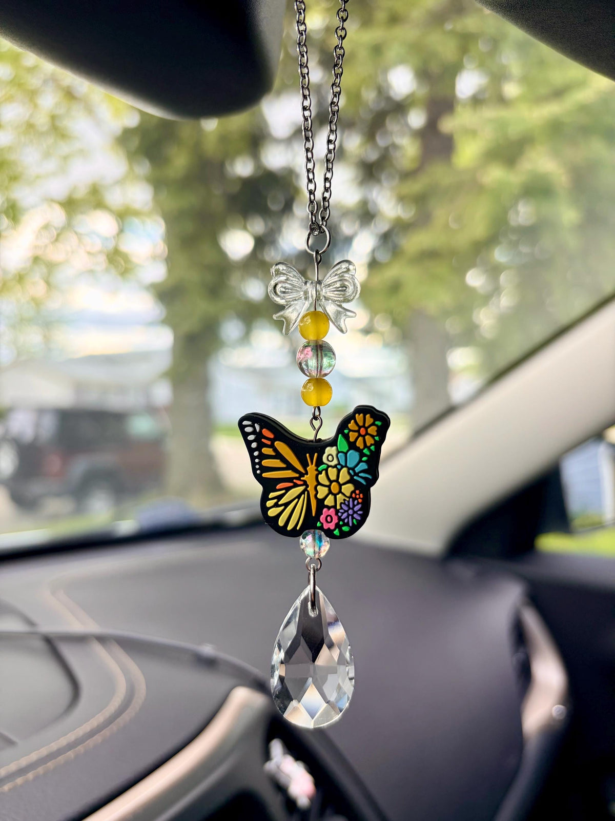Butterfly Crystal Rearview Mirror Dangler Accessory