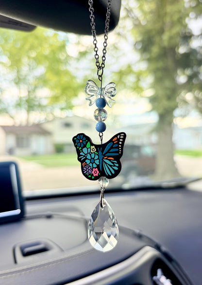 Butterfly Crystal Rearview Mirror Dangler Accessory