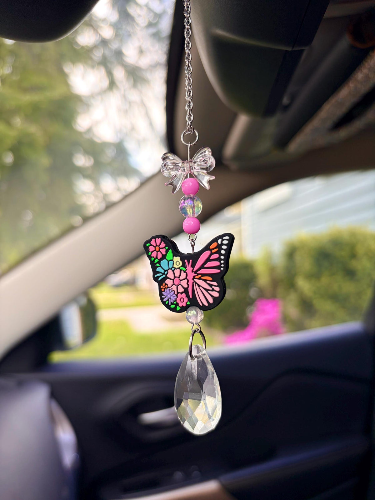 Butterfly Crystal Rearview Mirror Dangler Accessory