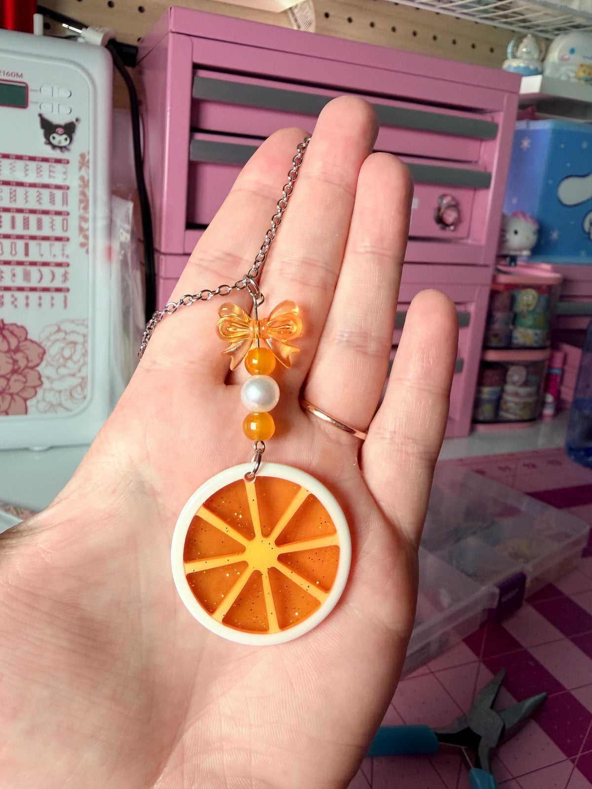 Orange Slice Rearview Mirror Dangler Accessory