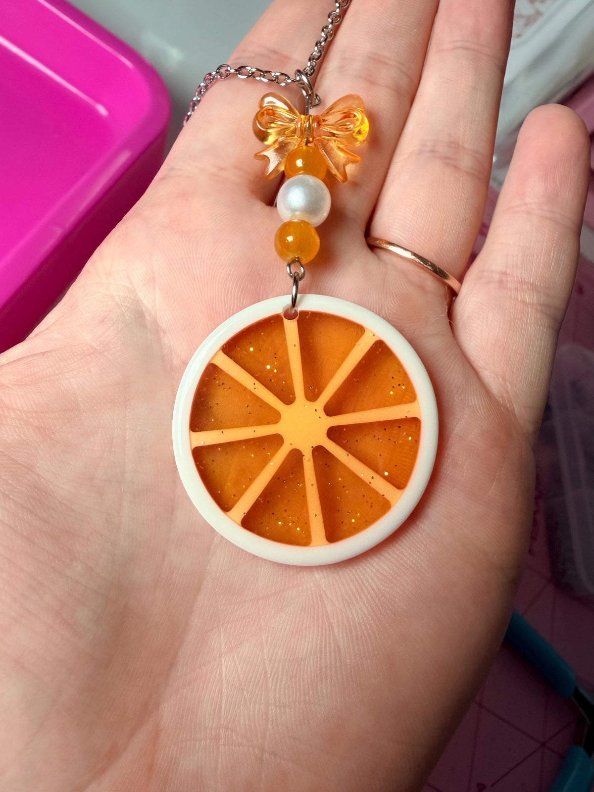 Orange Slice Rearview Mirror Dangler Accessory
