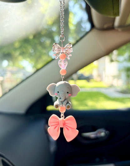 Cute Elephant Rearview Mirror Dangler Accessory
