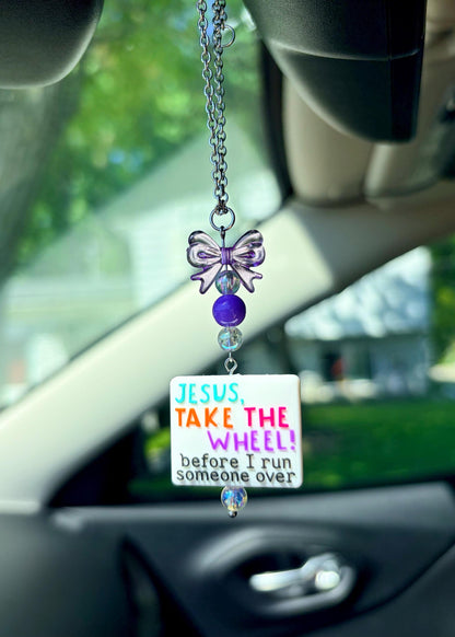 Jesus Take The Wheel Rearview Mirror Dangler Accessory