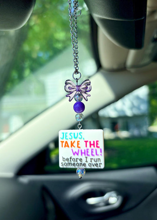 Jesus Take The Wheel Rearview Mirror Dangler Accessory
