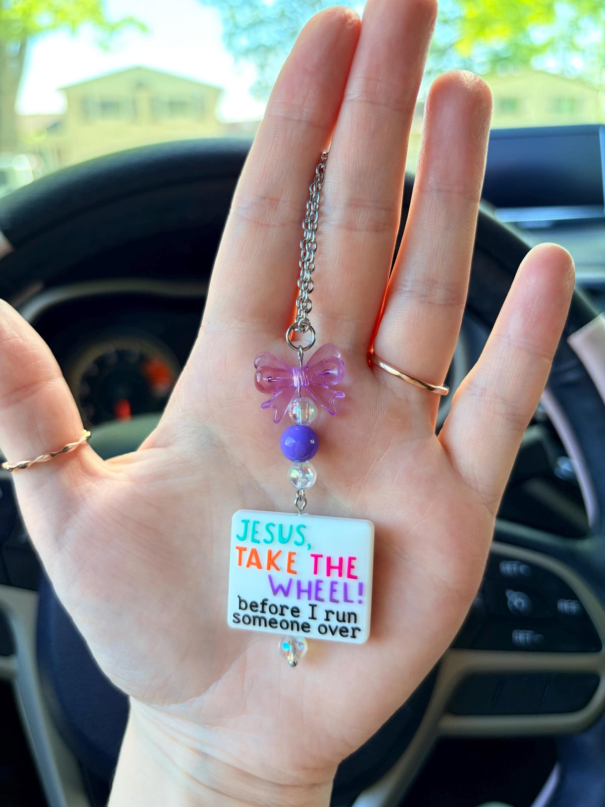 Jesus Take The Wheel Rearview Mirror Dangler Accessory