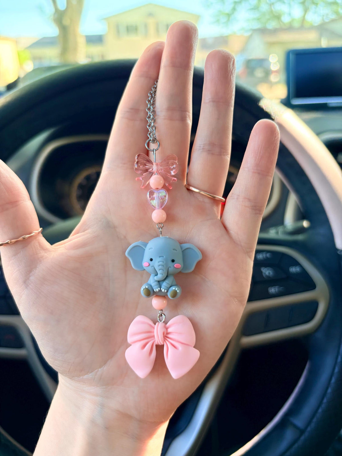 Cute Elephant Rearview Mirror Dangler Accessory