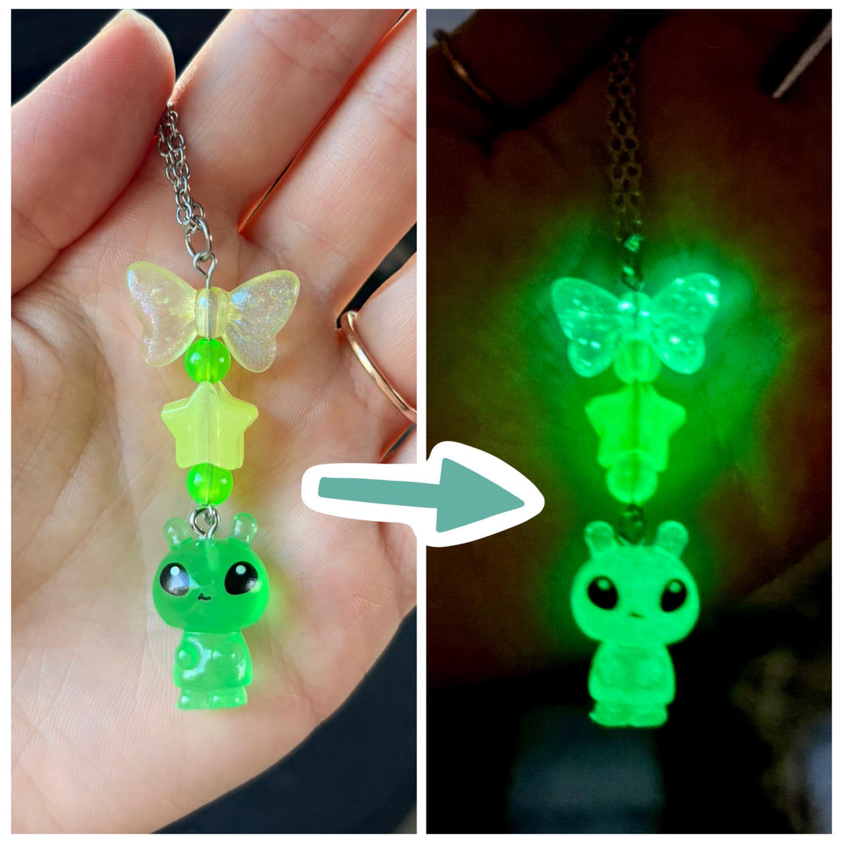 Glow in the Dark Alien Rearview Mirror Dangler Accessory