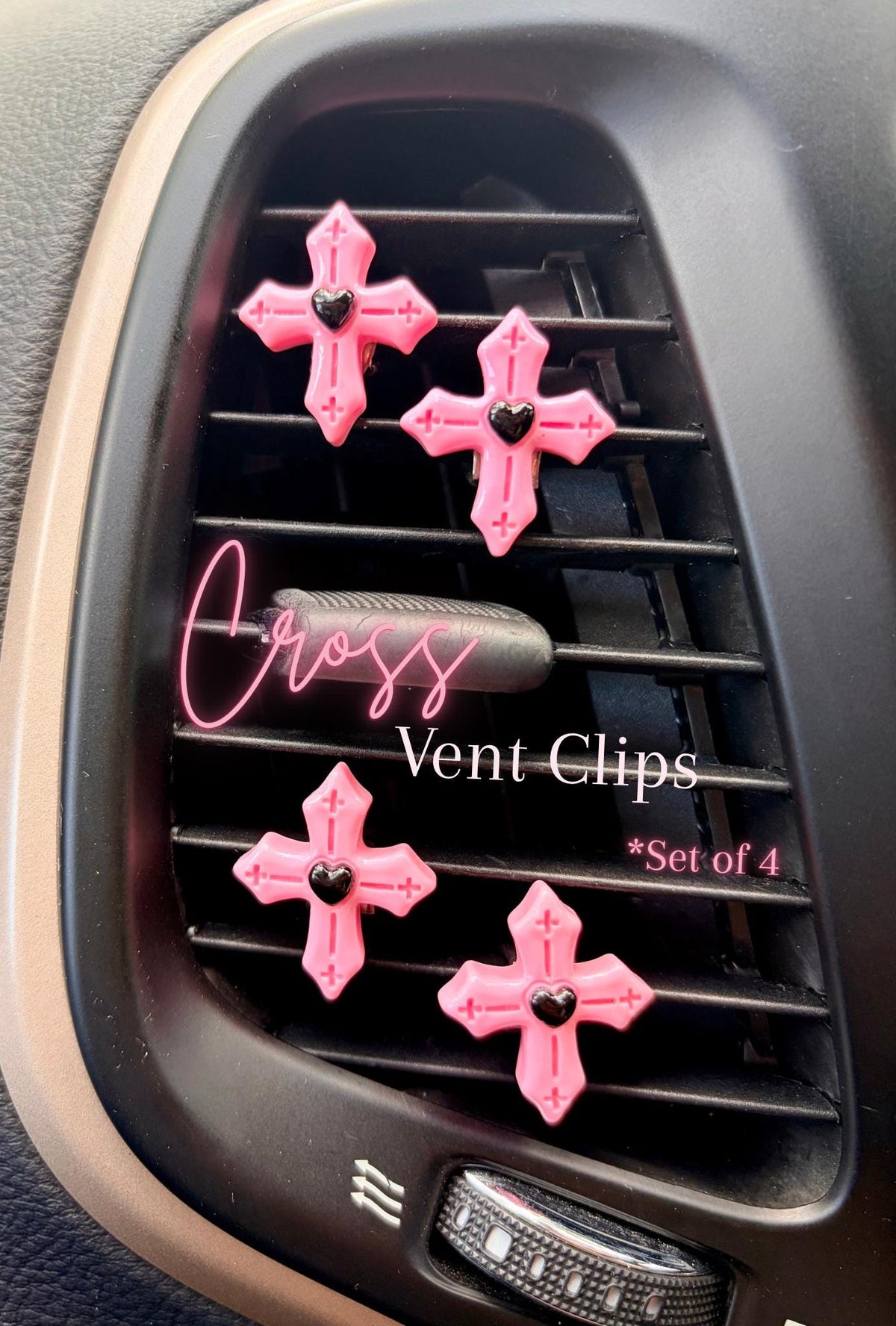 Pink Cross Car Vent Clips
