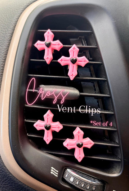 Pink Cross Car Vent Clips