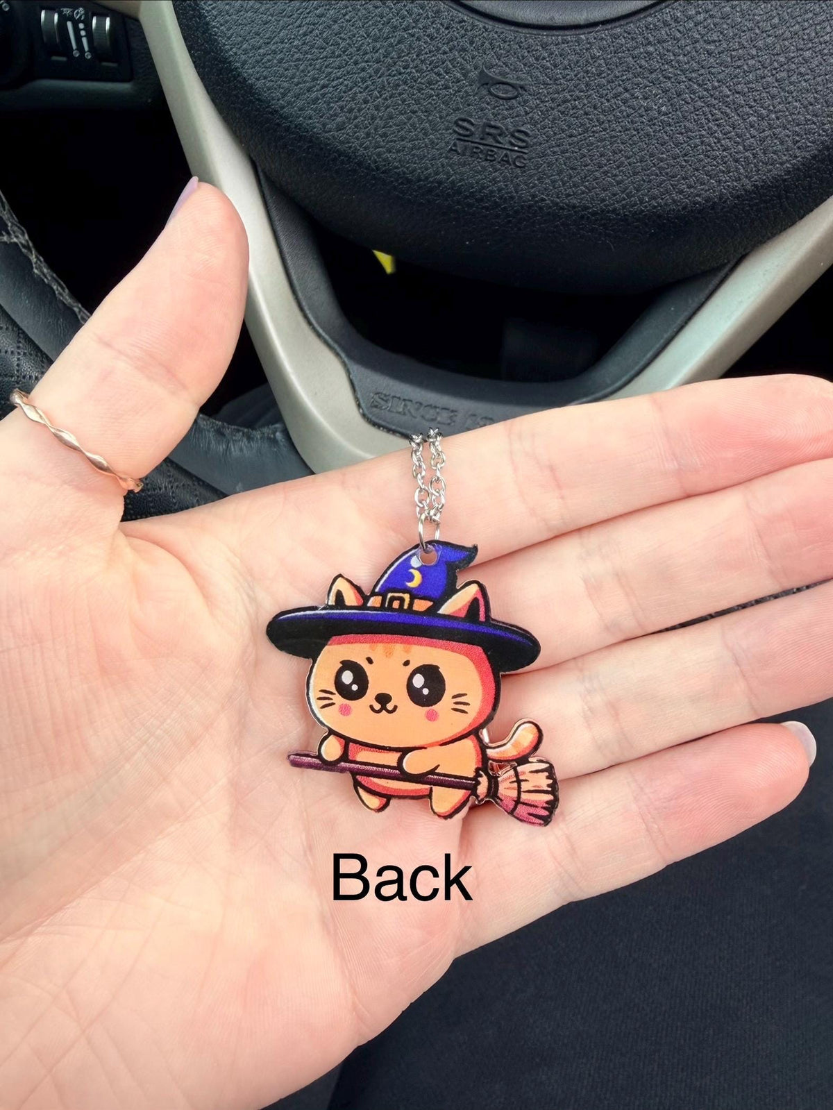 Witchy Kitty Rearview Mirror Dangler Accessory
