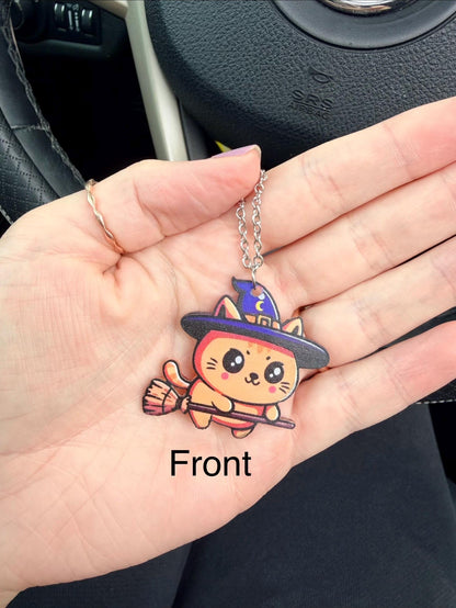 Witchy Kitty Rearview Mirror Dangler Accessory