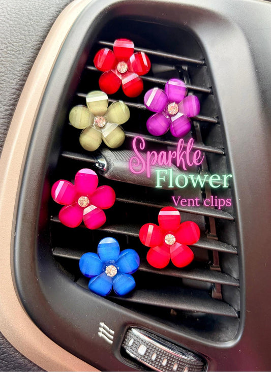 Sparkle Flower Car Vent Clips