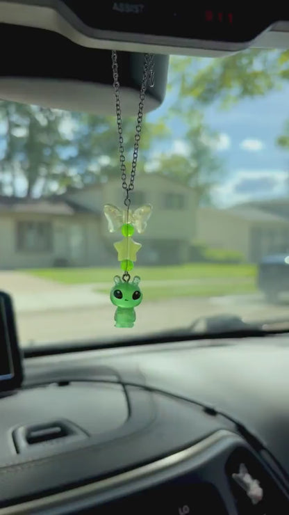 Glow in the Dark Alien Rearview Mirror Dangler Accessory