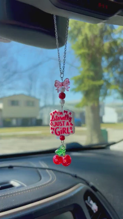 Just A Girl Cherry Rearview Mirror Dangler Accessory