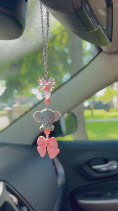Cute Elephant Rearview Mirror Dangler Accessory