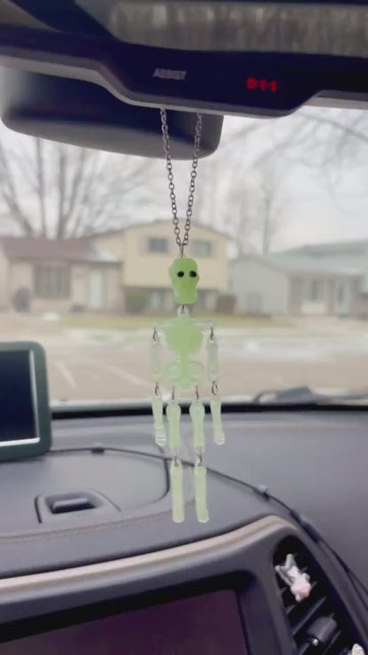 Glow in the Dark Skeleton Rearview Mirror Dangler Accessory