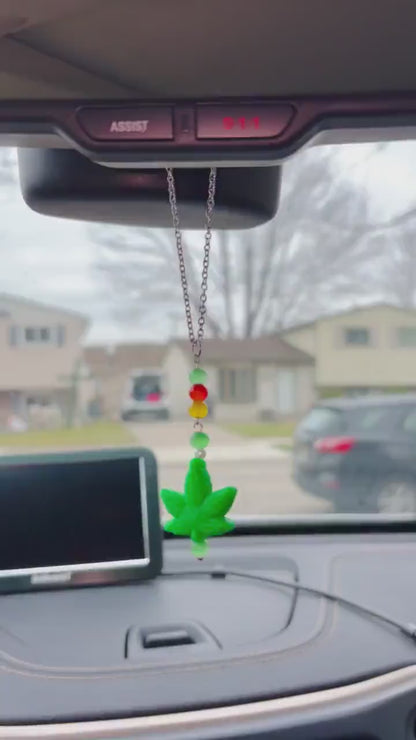 Pot Leaf Rearview Mirror Dangler Accessory