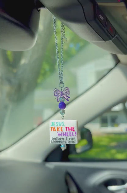 Jesus Take The Wheel Rearview Mirror Dangler Accessory