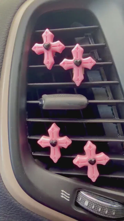 Pink Cross Car Vent Clips